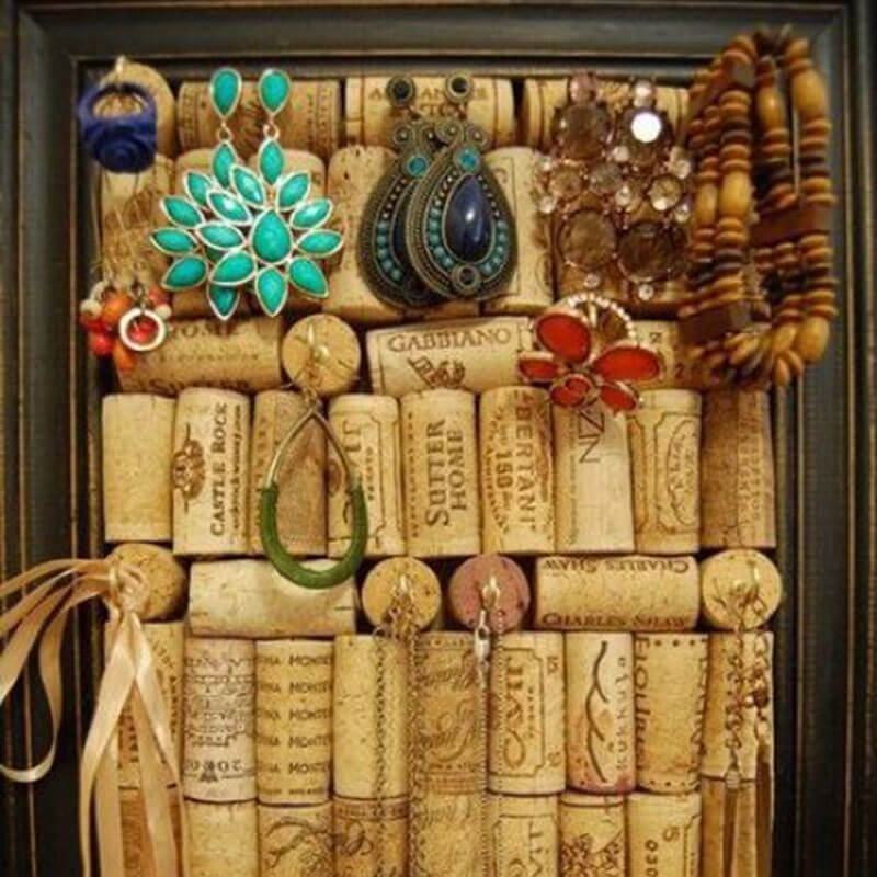 A jewelry box with wine corks