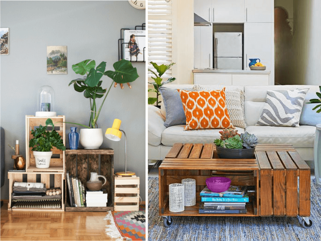 DIY Living Room Wooden Crates