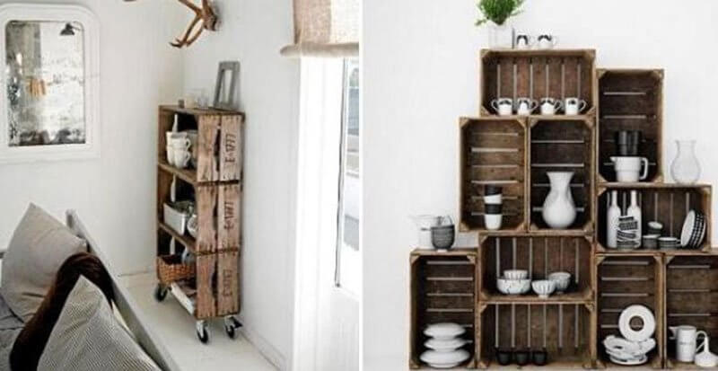 Make a shelf by recycling boxes