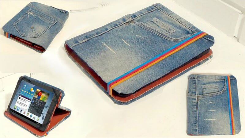 Tablet cover with denim fabric